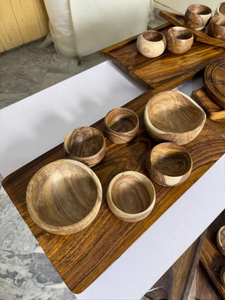 Plateau de service en bois massif écologique avec poignées pour le thé, le café, les collations, usage domestique, vente en gros, pour la cuisine, l'hôtel, le petit-déjeuner - Product Image 2