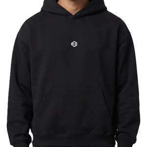 เสื้อฮู้ดดี้ทรงโอเวอร์ไซส์ ผ้าฝ้ายฟลีซสีดำ พิมพ์ลายกราฟิก สไตล์สตรีทแวร์ รับทำโลโก้ตามสั่ง ขายส่ง OEM สำหรับผู้ชาย - Product Image 3