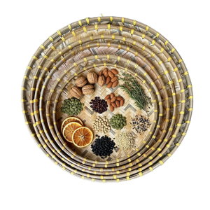 Juego de 6 bandejas de bambú vietnamitas, ligeras, con acabado ahumado, hechas a mano, ecológicas, aptas para alimentos, hierbas y productos agrícolas. - Product Image 1
