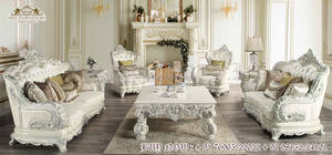 Ensemble de canapés italiens de style classique, sept places, sculptées à la main, meubles de salon en bois de teck avec dessins élégants, look chic pour la maison - Product Image 3