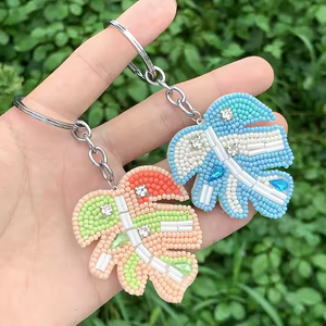 Llavero Artesanal de Moda para Mujer, Ecológico, Colorido, Clásico, de Alta Calidad, con Cuentas, Patrón de Hojas, Diamantes y Piedras, para Boda - Product Image 1