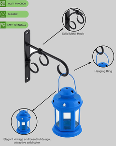 Blue Metal Hanging <b>Lanterns</b> with Star Cutout Design Glass Handles Decorative Tealight <b>Candle</b> Holders <b>for</b> Indoor <b>Outdoor</b> Home Gar - Product Image 4