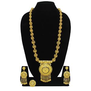 Parure de bijoux collier avec boucles d'oreilles en laiton plaqué or pur parure de bijoux collier design haute qualité Émirats arabes unis Dubaï - Product Image 2