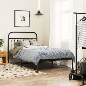 Base de Cama Doble de Acero Negro, Diseño Rectangular Tradicional - Product Image 3