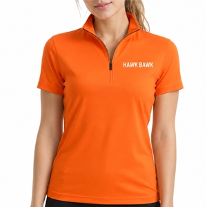 Camiseta polo con cremallera para mujer, de primera calidad, suave, de secado rápido, tejida en poliéster, informal, de tela suave y cómoda. - Product Image 1