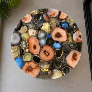 Table basse en agate multicolore moderne et écologique, table centrale de luxe en agate colorée pour salon, Diwali, anniversaire - Product Image 3
