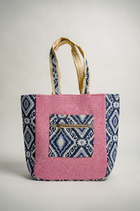 Bolso de mano de algodón étnico tejido con doble cremallera, venta al por mayor, logotipo personalizado, OEM ODM disponible - Product Image 4