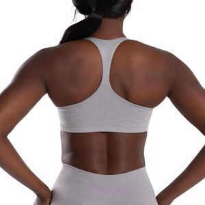Women's <b>Racerback</b> Sports Bra White Seamless Style Workout Bra Breathable Stretch Fitness Training Athletic Sportswear <b>Top</b> - Product Image 2