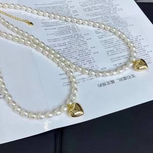 Collier de perles d'eau douce les plus vendues, 5-6 mm, pendentif cœur impeccable, cadeau de vacances, article de bijouterie - Product Image 3