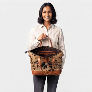 Bolso Tote de Piel de Vacuno con Correa Ajustable para Mujer, con Cierre de Cremallera, Diseño Tie-Dye de Moda Veraniega - Product Image 5
