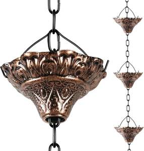 Chaîne de pluie décorative en cuivre antique en forme de lotus pour remplacement de gouttière, idéale pour une décoration de jardin élégante - Product Image 5
