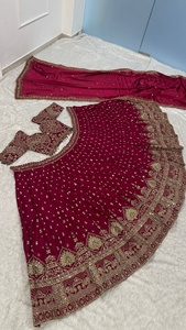 Indian Wedding <b>Lehenga</b> Choli Set <b>Women</b> Silk Embroidered For Traditional Bride Dress with Dupatta - Product Image 3