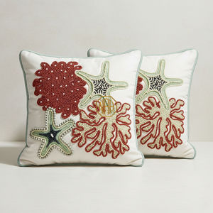 Housse de coussin élégante à motifs carrés brodés et perlés pour canapé moderne, décoration de la maison - Product Image 5