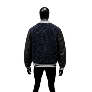 Veste universitaire classique bleu marine pour homme, style preppy, col rabattu, coupe droite, pour usage quotidien. - Product Image 2