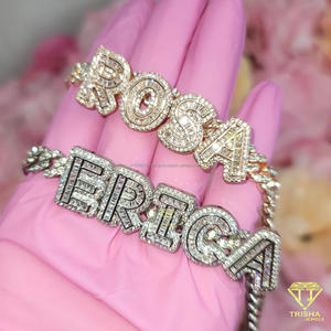 Collar con Colgante de Letra ERICA de Lujo Trisha Jewels LP00197, Plata 925 Chapada en Oro con Moissanita, Estilo Hip Hop, Unisex, para Regalo - Product Image 5