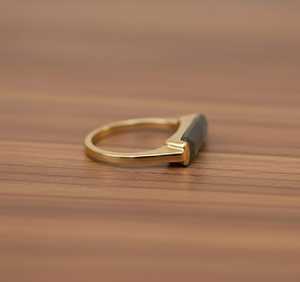 Bague en argent sterling 925 plaqué or 14 carats avec pierre de labradorite taille baguette, faite à la main, pour femme, idée cadeau - Product Image 6