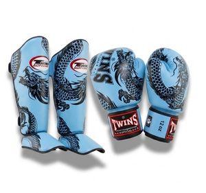 Twins Dragon Boxing <b>Gloves</b> And Shin Guards Set Premium Leather Hook And Loop Martial Arts Gear For Adults - Product Image 4