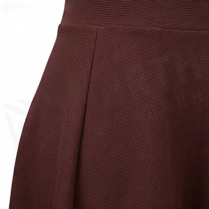 Jupe courte trapèze pour femme, couleur unie, taille élastique, confortable, en tissu tissé polyester et élasthanne, style toutes saisons - Product Image 5