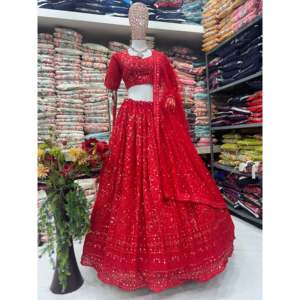 Lehenga Choli de Diseño con Bordado para Fiestas y Ocasiones Especiales - Product Image 6