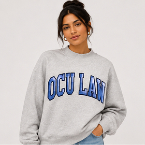 Sudadera Oversize de Cuello Redondo Color Crema para Mujer, con Estampado de Letras Azules OCU LAW, Corte Regular, Tejido de Algodón, Estilo Casual Urbano para Otoño - Product Image 4