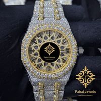 Jam Tangan Mekanik Otomatis Pria Mewah Pahal Jewels dari Baja Tahan Karat dengan Moissanite, Kristal Safir 40mm, Analog, Tombol Tekan, dan Kancing Tersembunyi