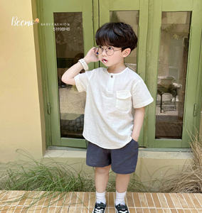 Ensembles de vêtements décontractés d'été en coton élégants pour garçons, tenues confortables et t-shirts à manches courtes et shorts pour tout-petits - Product Image 4