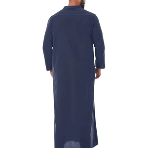 Wholesale Premium Cotton Stand Collar Modest Men's <b>Islamic</b> Eid Plus Size Loose Fit Floor Length Short Sleeve Quick Dry - Product Image 1