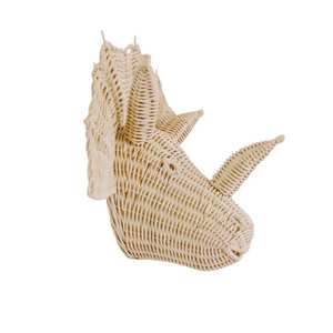 Tête de dinosaure en rotin, décoration murale en forme d'animal, mobilier pour enfants, chambre à coucher, sculpture en osier tressé à la main, vente en gros - Product Image 1