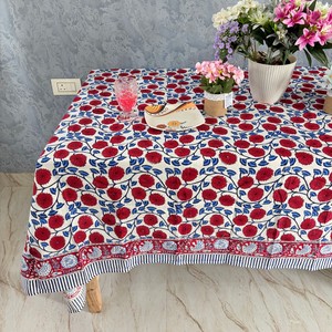 Handcrafted Block Printed 100% Cotton <b>Tablecloth</b> Sustainable Elegant Wedding Dining Premium Quality Table Cover Home Decor - Product Image 1