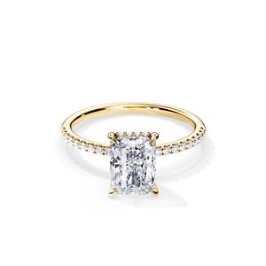 Emerald Cut Diamond Engagement <b>Ring</b> 14K Gold Prong Setting floral Women's Fine Jewelry - Product Image 1