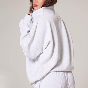 Custom Embroidered Logo High Quality Soft Fleece Drop Shoulder Plain Sport <b>Jumpers</b> High Neck Quarter Zip <b>Pullover</b> Oversized - Product Image 2