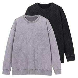 Sweat-shirt pour homme avec logo personnalisé, sweat-shirt lourd à col rond 100% coton, lavage à l'acide, pour homme - Product Image 1