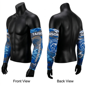 Mangas de Pesca Premium para Hombre, 185 GSM, Poliéster Elástico, Spandex, Panel Azul Camuflaje, Impresión por Sublimación, Logotipo Personalizado - Product Image 1