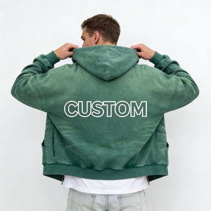 Sudadera con Capucha para Hombre, Estilo Moderno, Verde Oscuro, Tie Dye, Talla Grande, Cierre Frontal con Cremallera, Bolsillo Tipo Canguro, Estampado de Letras Personalizado, Informal para Uso Diario - Product Image 2