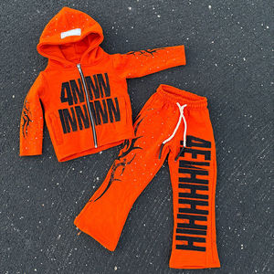 Conjunto de Sudadera con Capucha y Pantalones para Bebé Niño/Niña, Trajes Deportivos con Apliques de Pedrería y Bordado Desgastado, Conjuntos Deportivos para Niños - Product Image 2