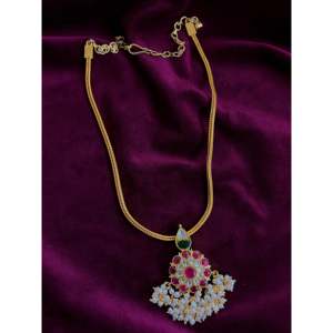 Collar de cuentas Kundan de plata 92,5 para mujer joyería fina - Product Image 1