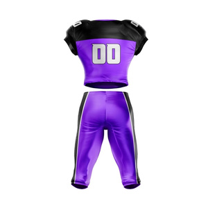 Ensemble d'uniformes de football américain violet avec accents noirs, design sublimé, style ajusté anti-humidité, ensemble américain pour adultes - Product Image 6