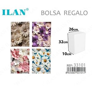 Borsa Regalo ILAN 26x32x10cm con Design Floreale per Decorazioni Festa - Product Image 1