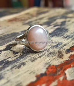 Venta caliente hecho a mano 925 plata esterlina melocotón piedra lunar clásico anillo facetado Marquesa piedra preciosa anillo regalo perfecto para mujeres - Product Image 2