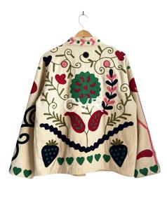 Manteau en velours brodé bohème avec motif floral, col mandarin, manches longues, vêtements d'extérieur d'automne pour femmes - Product Image 2