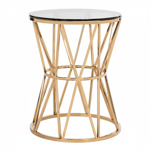 Mesa de Centro Redonda Dorada de Metal, Mesa Elegante para Sala de Estar, Dormitorio, Mueble Resistente, Mesa Auxiliar - Product Image 3