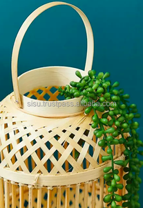 โคมไฟไม้ไผ่โบราณดีไซน์กลมโปร่งใสพร้อมที่จับสำหรับโต๊ะหรือแขวนอุปกรณ์เสริมแสงพิเศษ - Product Image 2