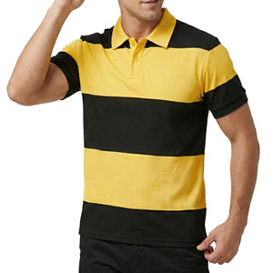 Camisetas Polo a Rayas Casuales para Hombre Hechas a Medida OEM, Tejido Piqué Transpirable de Manga Corta, Venta al Por Mayor de Fábrica - Product Image 2