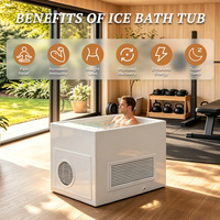 Bain de glace carré en acrylique réticulé blanc ultra-brillant avec refroidisseur 1HP, WiFi intelligent, ozone, CE, 110V-240V, DDP