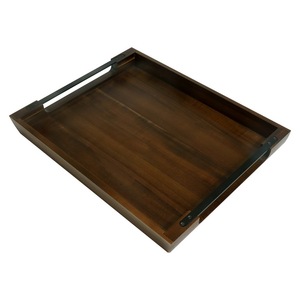 Factory Price Rustic Wooden Serving <b>Tray</b> Extra Large Solid Wood Butler Ottoman Food Platter Best for Party Serving - Product Image 3