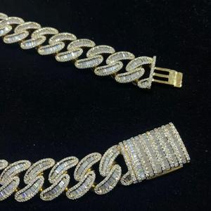 Chaîne cubaine en argent sterling 925 plaqué or avec moissanite, bijoux de mode hip-hop pour les soirées - Product Image 1