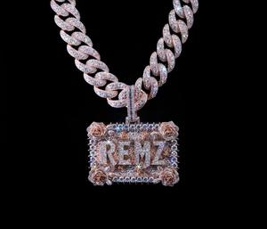 Pendentif REMZ Iced Out avec ailes, diamants Moissanite, bijoux de luxe, vente en gros - Product Image 6