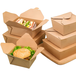 Cajas de Papel Kraft para Alimentos con Logotipo Personalizado, Envases para Llevar, 800-2455 ml, Cajas Rectangulares Plegables para Comida Rápida - Product Image 6