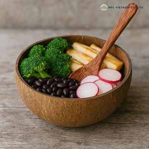 Ensaladera de cáscara de coco ecológica diseño Vintage personalizado para boda Camping fiesta vajilla exterior áspero tamaño personalizado - Product Image 2