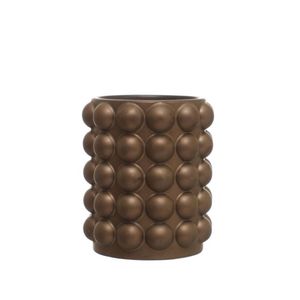Vase à fleurs moderne en métal noir mat clouté, vase décoratif en fer texturé perlé, vase de luxe nordique pour la décoration intérieure, vase de table haut - Product Image 2